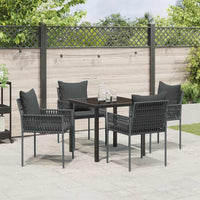 Set da Pranzo da Giardino  5 Pezzi con Cuscini per Sedie in Polyrattan Nero 3379101