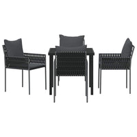 Set da Pranzo da Giardino  5 Pezzi con Cuscini per Sedie in Polyrattan Nero 3379101