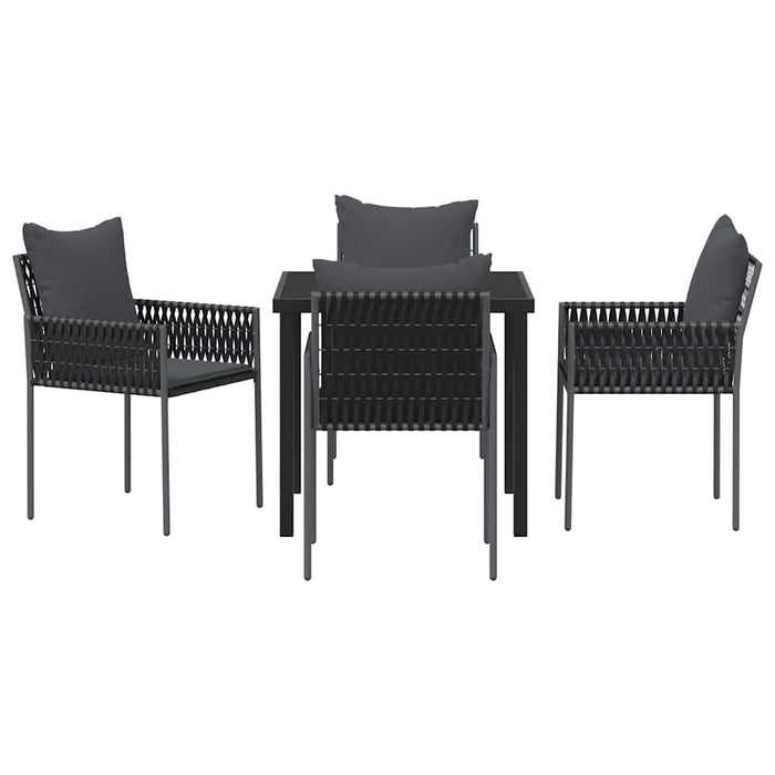 Set da Pranzo da Giardino  5 Pezzi con Cuscini per Sedie in Polyrattan Nero 3379101