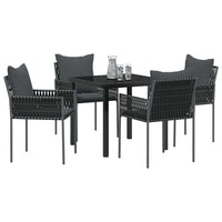 Set da Pranzo da Giardino  5 Pezzi con Cuscini per Sedie in Polyrattan Nero 3379101