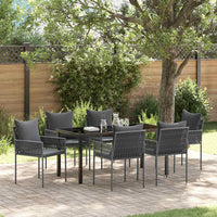 Set da Pranzo per Giardino 7 pcs Nero Poly Rattan 3379104