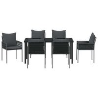 Set da Pranzo per Giardino 7 pcs Nero Poly Rattan 3379104