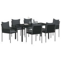 Set da Pranzo per Giardino 7 pcs Nero Poly Rattan 3379104