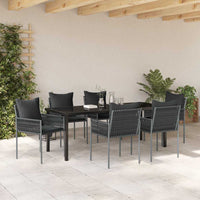 Set da Pranzo per Giardino 7 pcs Nero Poly Rattan 3379105