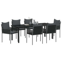 Set da Pranzo per Giardino 7 pcs Nero Poly Rattan 3379105