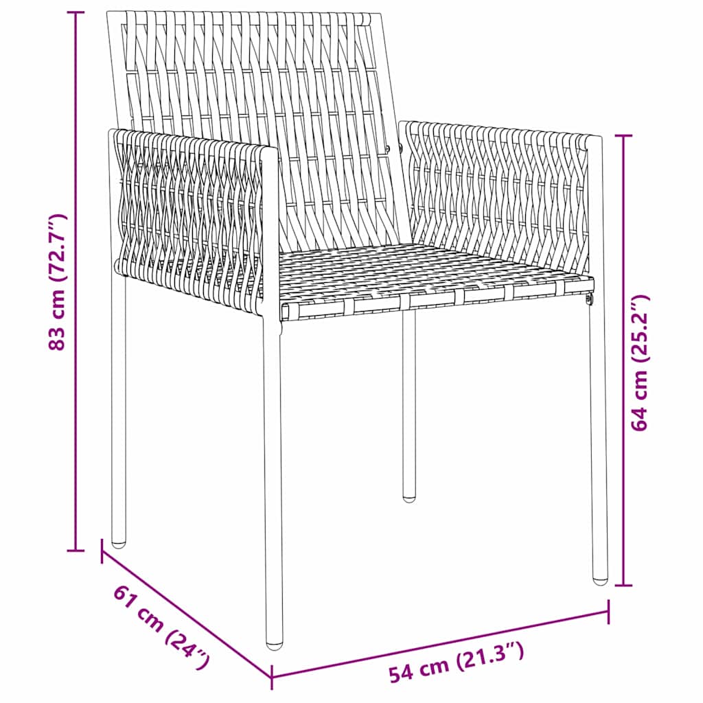 Set da Pranzo per Giardino 7 pcs Nero Poly Rattan 3379105