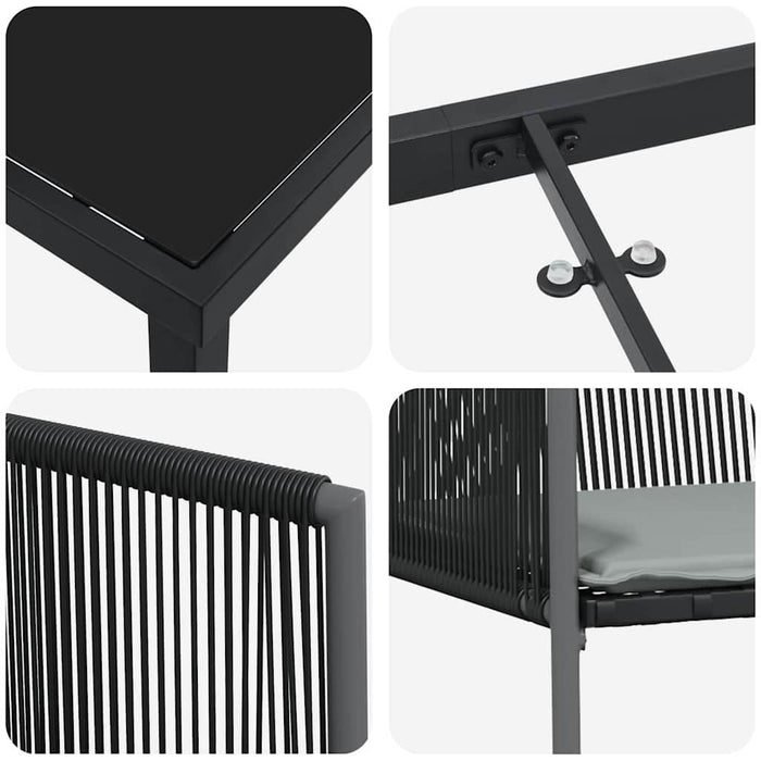 Set da Pranzo per Giardino 7 pcs Nero Poly Rattan 3379112