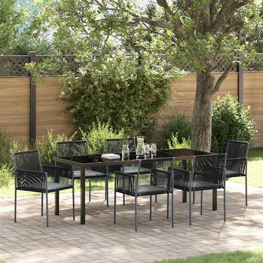 Set da Pranzo per Giardino 7 pcs Nero Poly Rattan 3379112