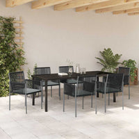 Set da Pranzo per Giardino 7 pcs Nero Poly Rattan 3379112