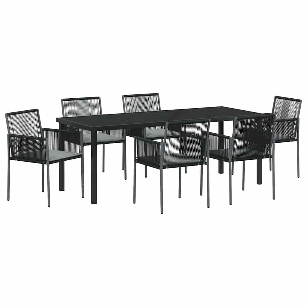Set da Pranzo per Giardino 7 pcs Nero Poly Rattan 3379112