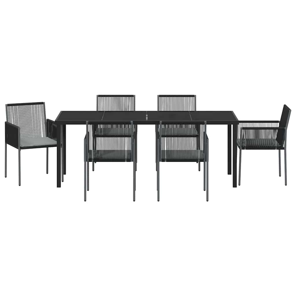 Set da Pranzo per Giardino 7 pcs Nero Poly Rattan 3379112