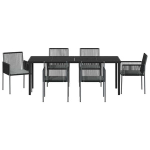 Set da Pranzo per Giardino 7 pcs Nero Poly Rattan 3379112