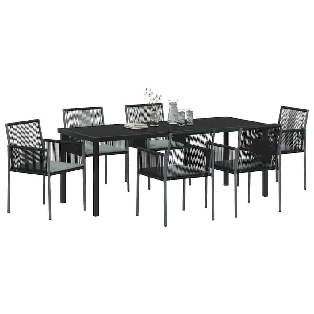 Set da Pranzo per Giardino 7 pcs Nero Poly Rattan 3379112