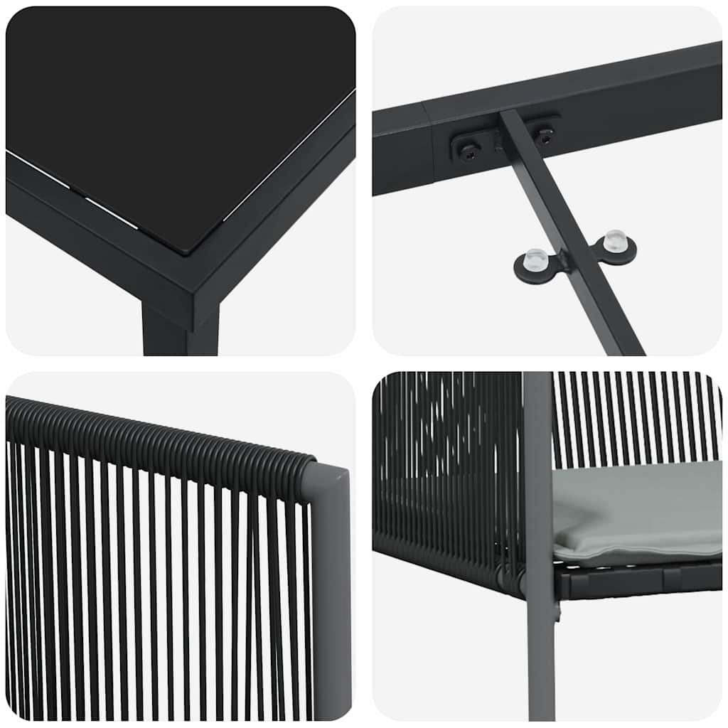 Set da Pranzo per Giardino 9 pcs Nero Poly Rattan 3379113