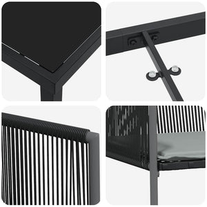 Set da Pranzo per Giardino 9 pcs Nero Poly Rattan 3379113