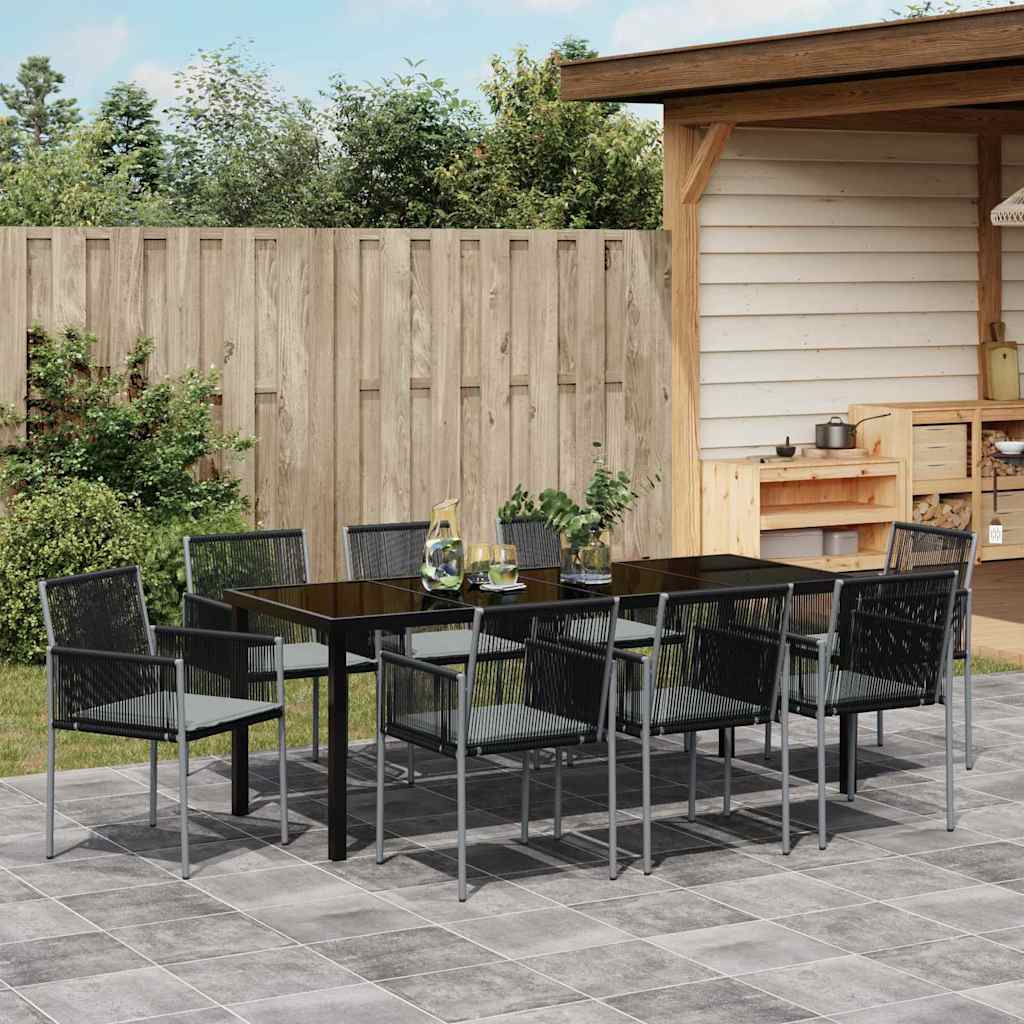 Set da Pranzo per Giardino 9 pcs Nero Poly Rattan 3379113
