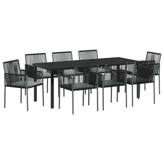 Set da Pranzo per Giardino 9 pcs Nero Poly Rattan 3379113