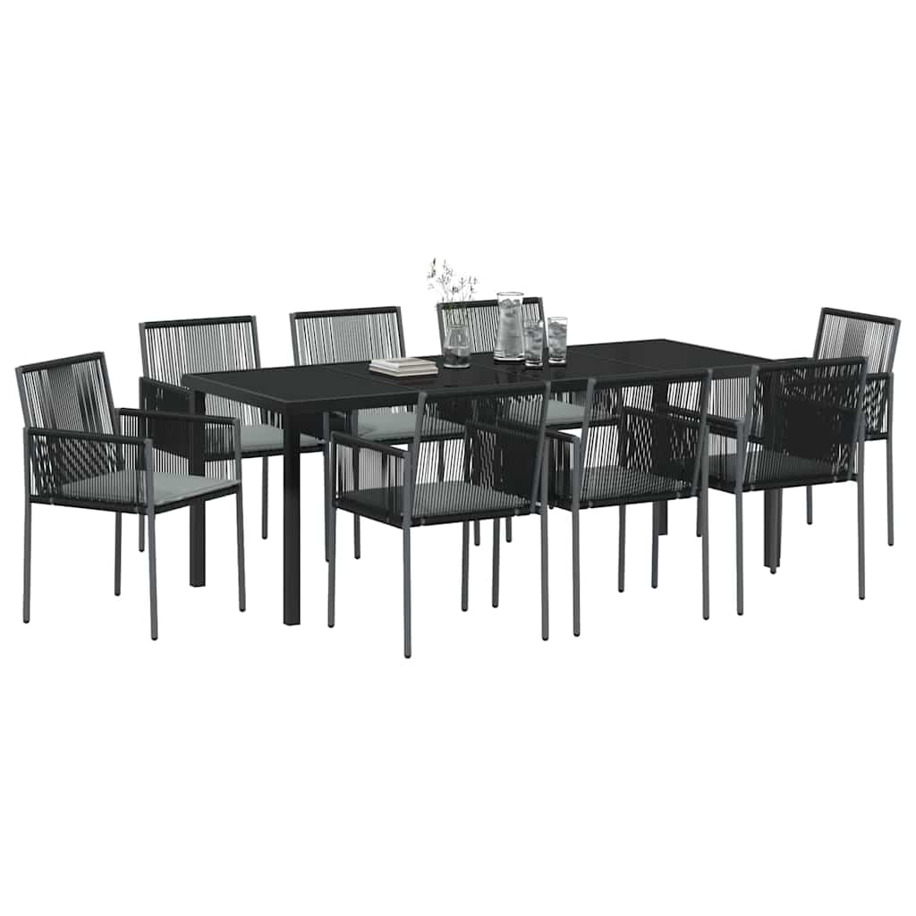 Set da Pranzo per Giardino 9 pcs Nero Poly Rattan 3379113