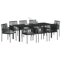 Set da Pranzo per Giardino 9 pcs Nero Poly Rattan 3379113