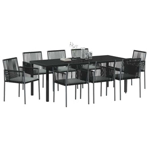 Set da Pranzo per Giardino 9 pcs Nero Poly Rattan 3379113