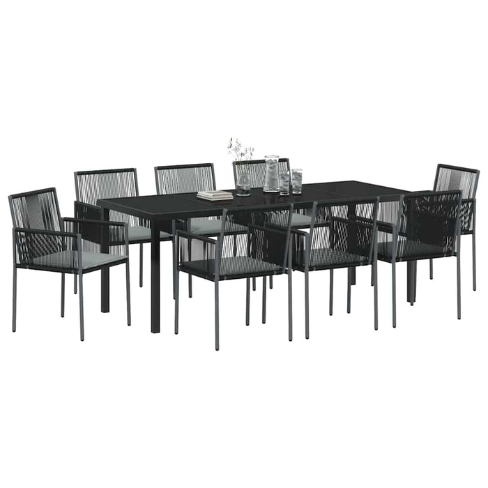 Set da Pranzo per Giardino 9 pcs Nero Poly Rattan 3379113