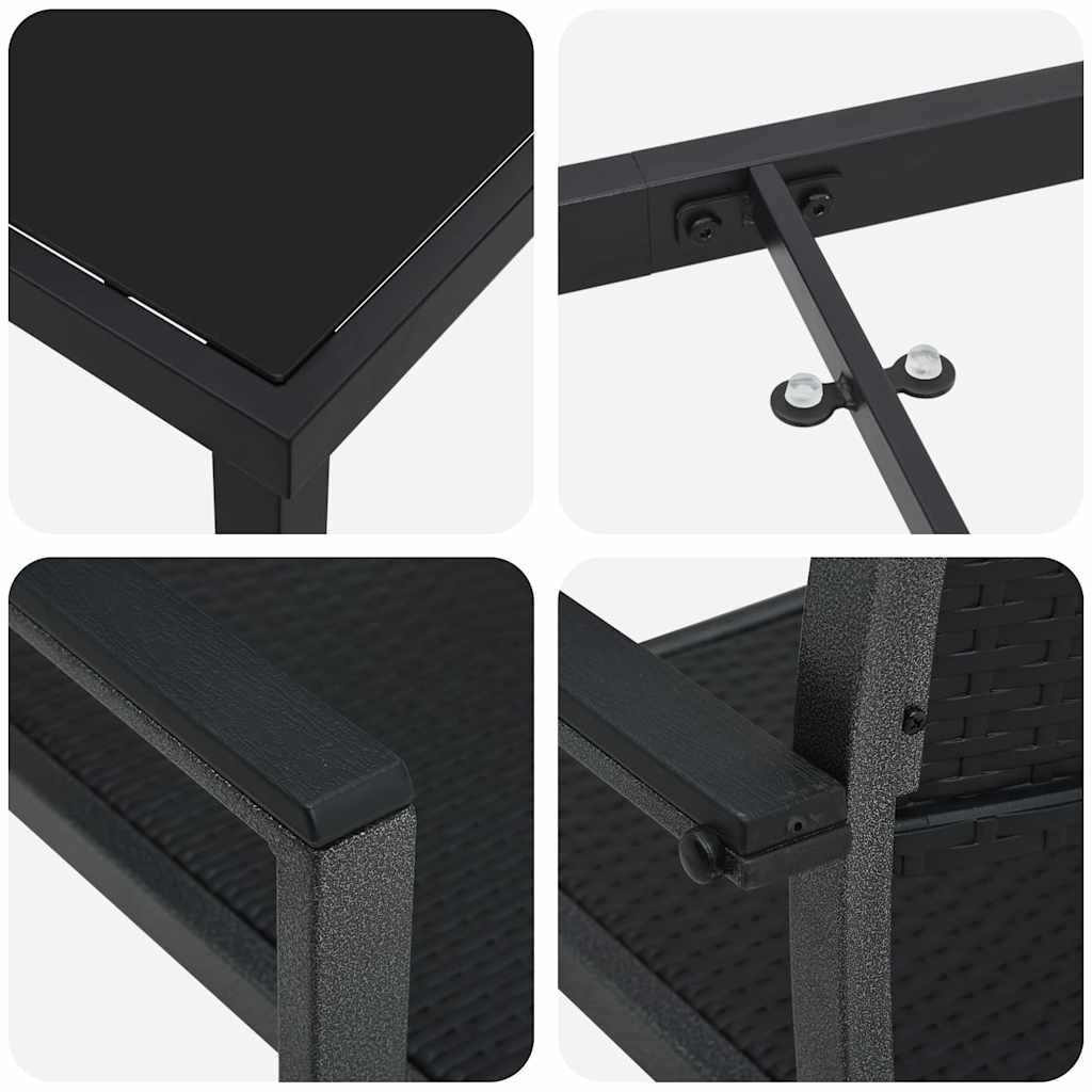 Set da Pranzo per Giardino 9 pcs Nero Poly Rattan 3379155