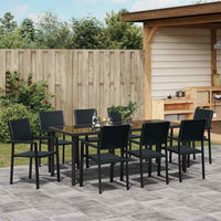 Set da Pranzo per Giardino 9 pcs Nero Poly Rattan 3379155