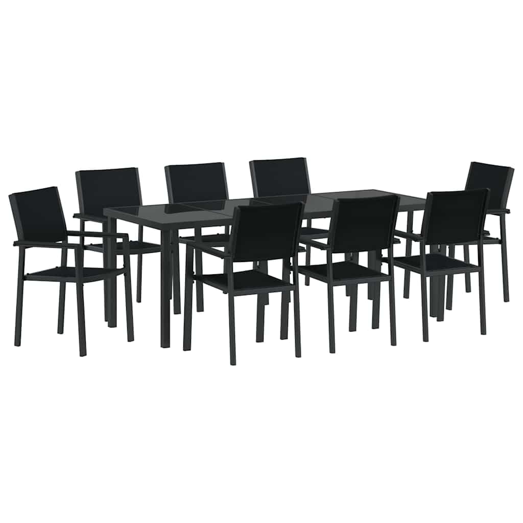 Set da Pranzo per Giardino 9 pcs Nero Poly Rattan 3379155