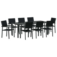 Set da Pranzo per Giardino 9 pcs Nero Poly Rattan 3379155