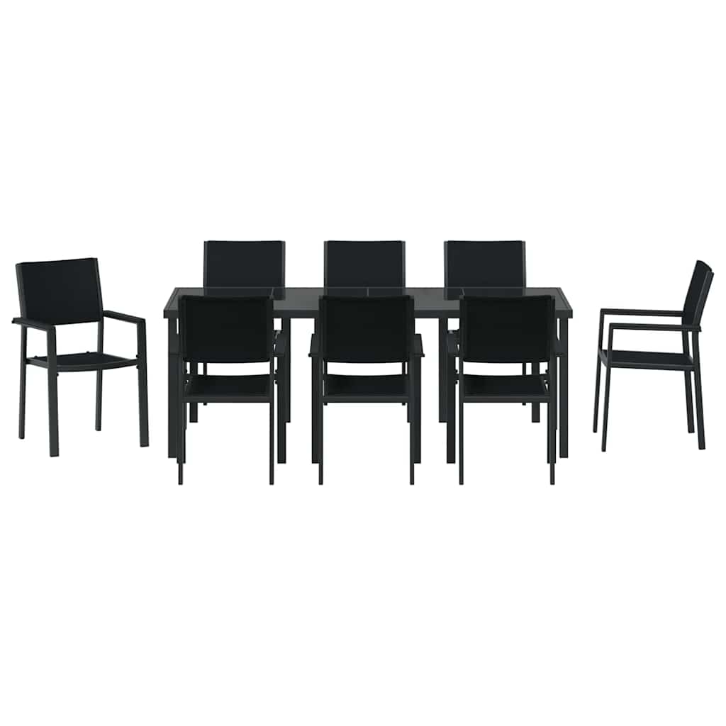 Set da Pranzo per Giardino 9 pcs Nero Poly Rattan 3379155