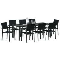 Set da Pranzo per Giardino 9 pcs Nero Poly Rattan 3379155