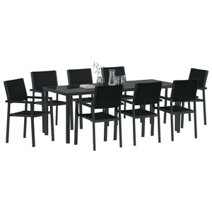 Set da Pranzo per Giardino 9 pcs Nero Poly Rattan 3379155