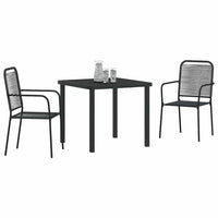 Set da pranzo da giardino 3 pezzi  in cordone di cotone nero e acciaio 3379156