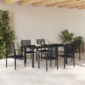 Set da pranzo da giardino 7 pezzi  in rattan PVC nero 3379167