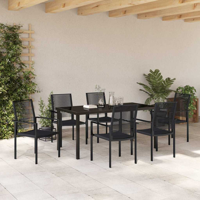 Set da pranzo da giardino 7 pezzi  in rattan PVC nero 3379167