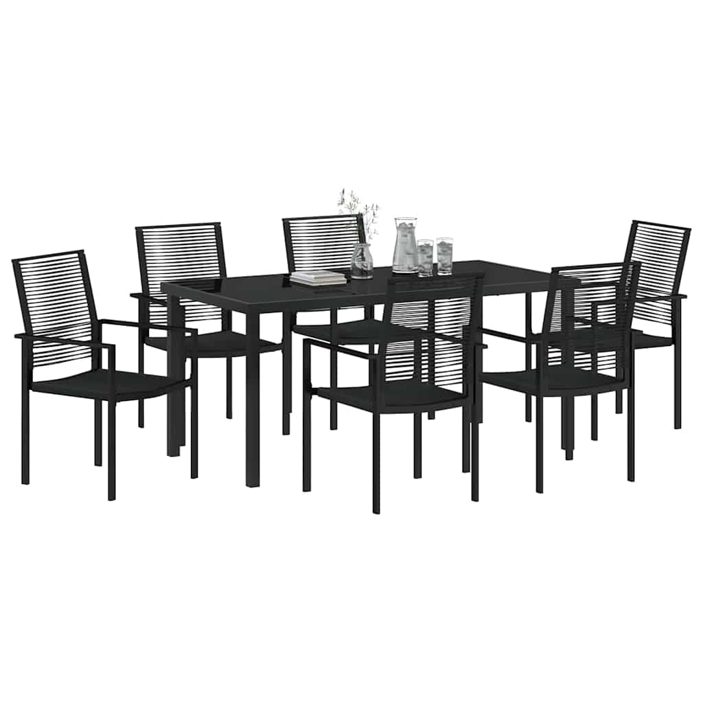Set da pranzo da giardino 7 pezzi  in rattan PVC nero 3379167
