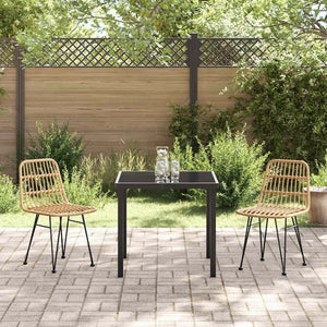 Set da pranzo da giardino 3 pezzi  in rattan polimerico marrone. 3379191