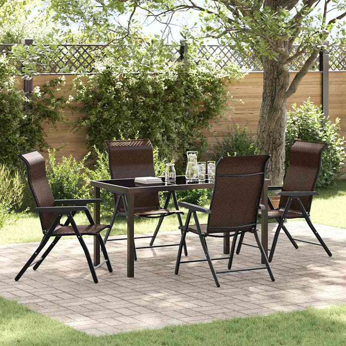 Set da Pranzo da Giardino  5 Pezzi in Polyrattan Marrone 3379263