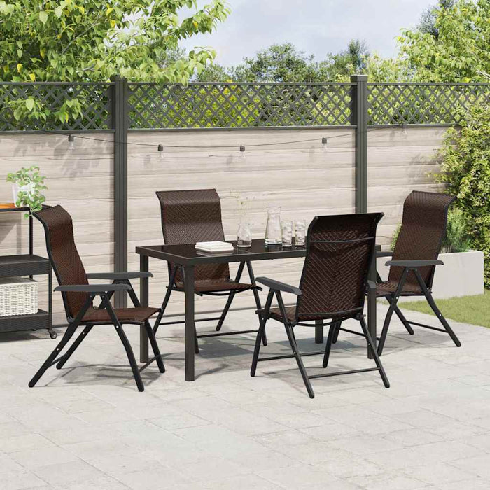 Set da Pranzo da Giardino  5 Pezzi in Polyrattan Marrone 3379263