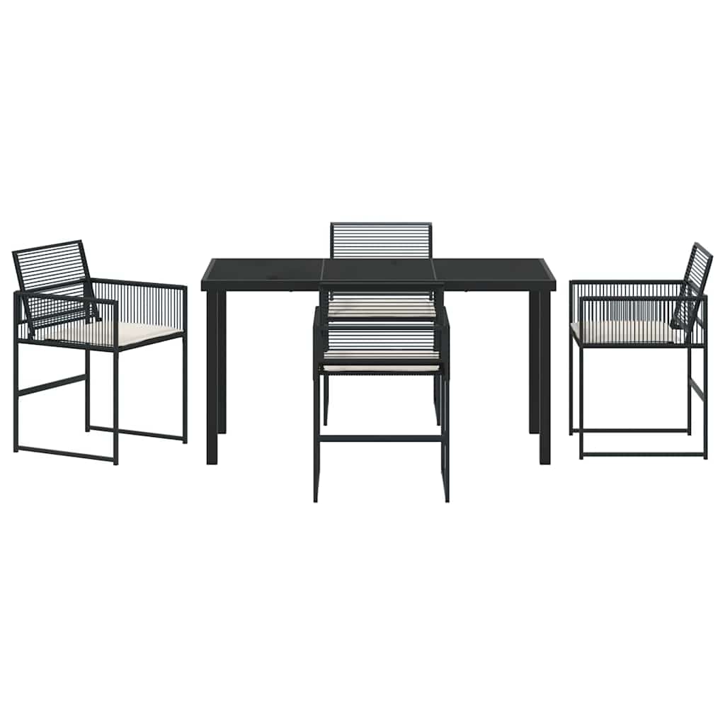 Set da Pranzo per Giardino 5 pcs Nero Poly Rattan 3379324