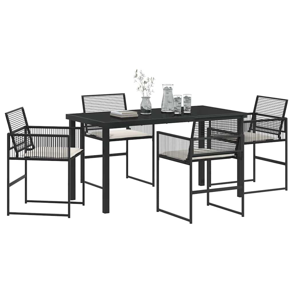Set da Pranzo per Giardino 5 pcs Nero Poly Rattan 3379324