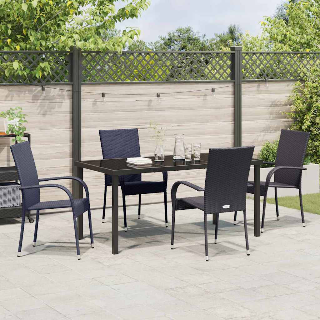 Set da Pranzo per Giardino 5 pcs Nero Rattan in PE 3379404