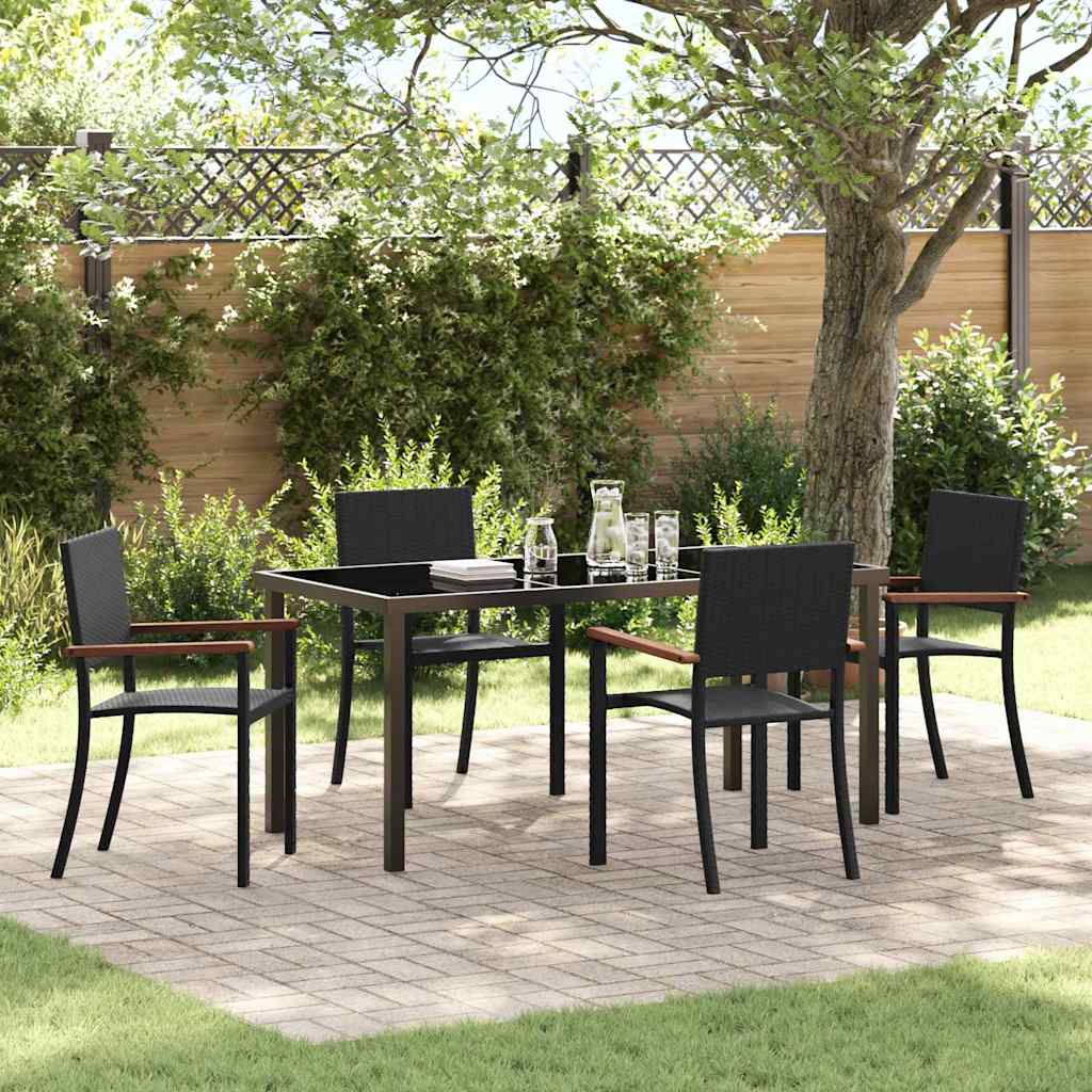 Set da Pranzo per Giardino 5 pcs Nero Poly Rattan 3379418