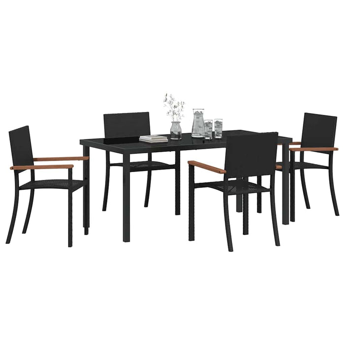 Set da Pranzo per Giardino 5 pcs Nero Poly Rattan 3379418