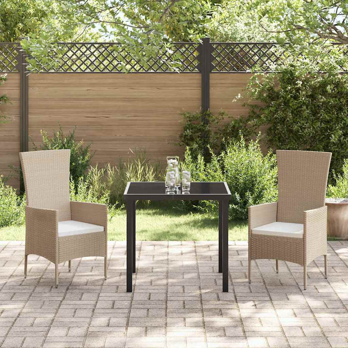 Set da Pranzo per Giardino con cuscino 3 pcs Beige polyrattan 3379457