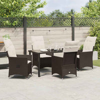 Set da pranzo giardino 5 pezzi  con cuscini in rattan poly marrone. 3379543