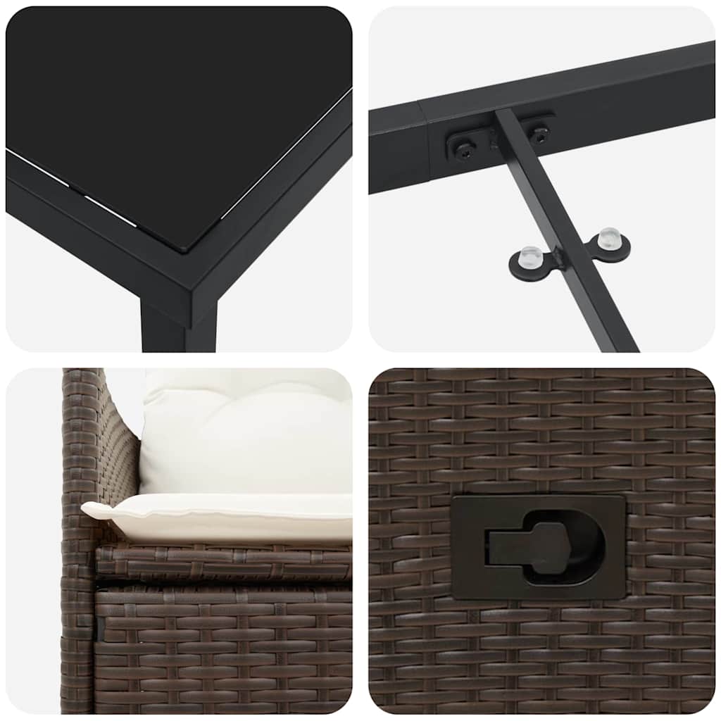 Set da Pranzo per Giardino 9 pcs Marrone Poly Rattan 3379547