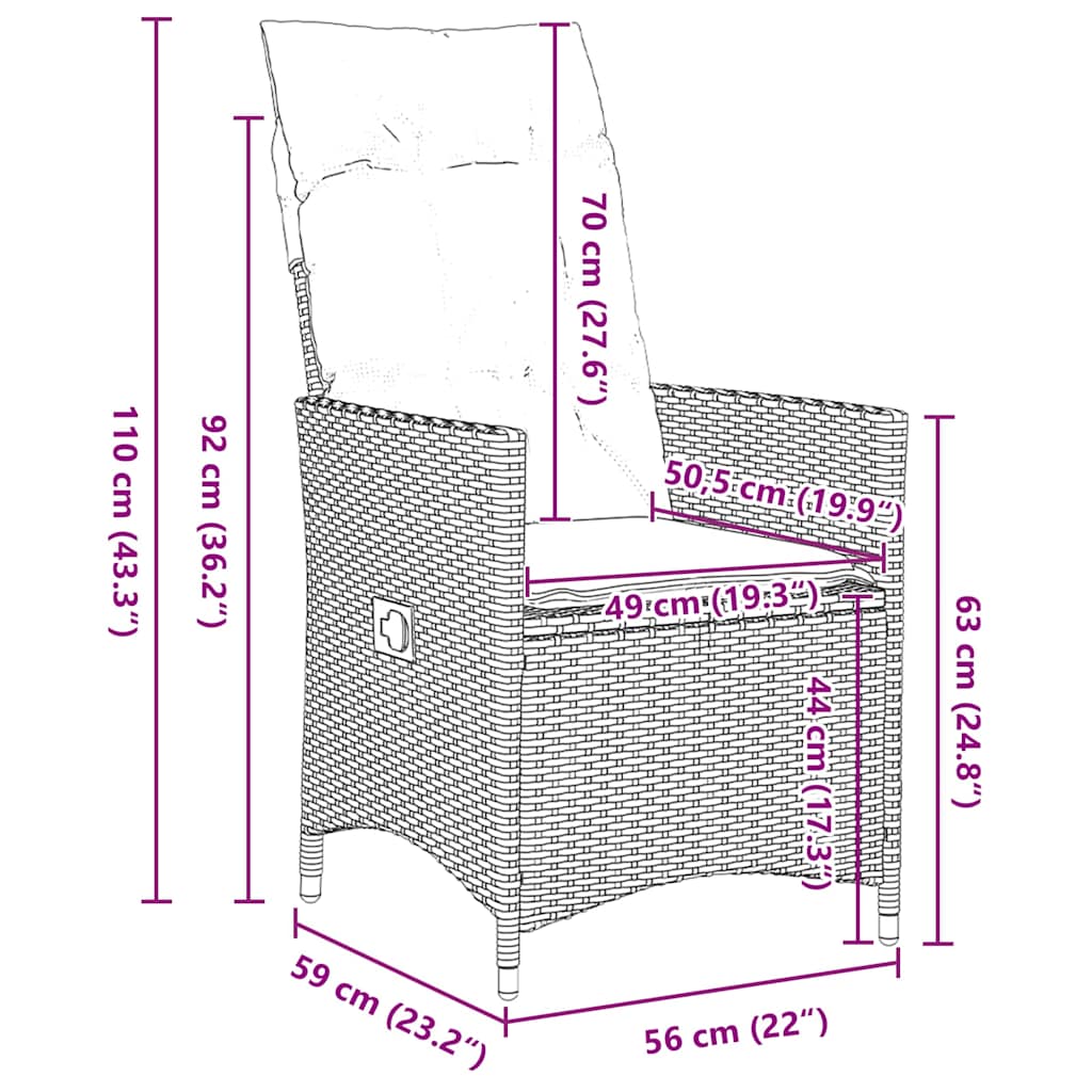 Set da Pranzo per Giardino 9 pcs Marrone Poly Rattan 3379547