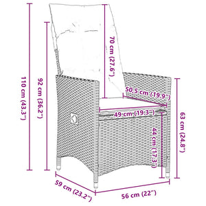 Set da Pranzo per Giardino 9 pcs Marrone Poly Rattan 3379547