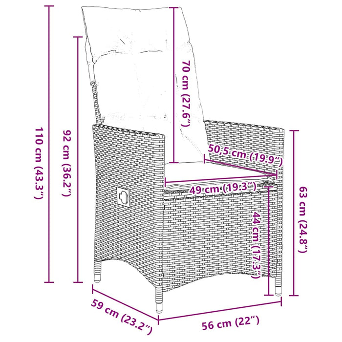 Set da Pranzo per Giardino 9 pcs Marrone Poly Rattan 3379547
